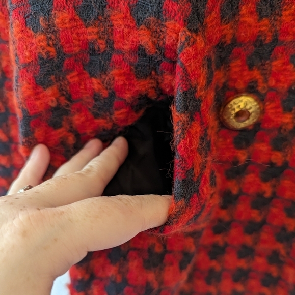 Vintage Houndstooth Boucle Tweed Double Breasted Blazer Preppy Maximalist - Picture 10 of 14